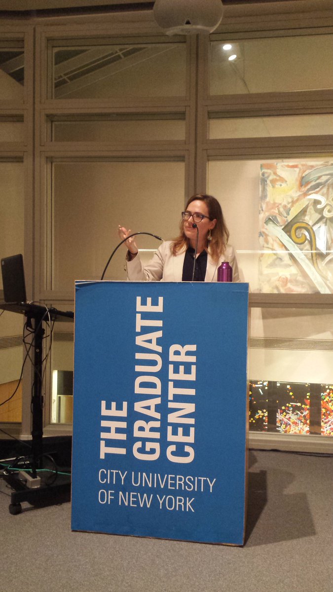 whitstrub's tweet photo. hey-o it's the razorsharp @rizzo_pubhist at @GC_CUNY for #nycdhweek talkin' @QueerNewark digital humanities and . . . #Simpsons https://t.co/2kBiSHnt7X