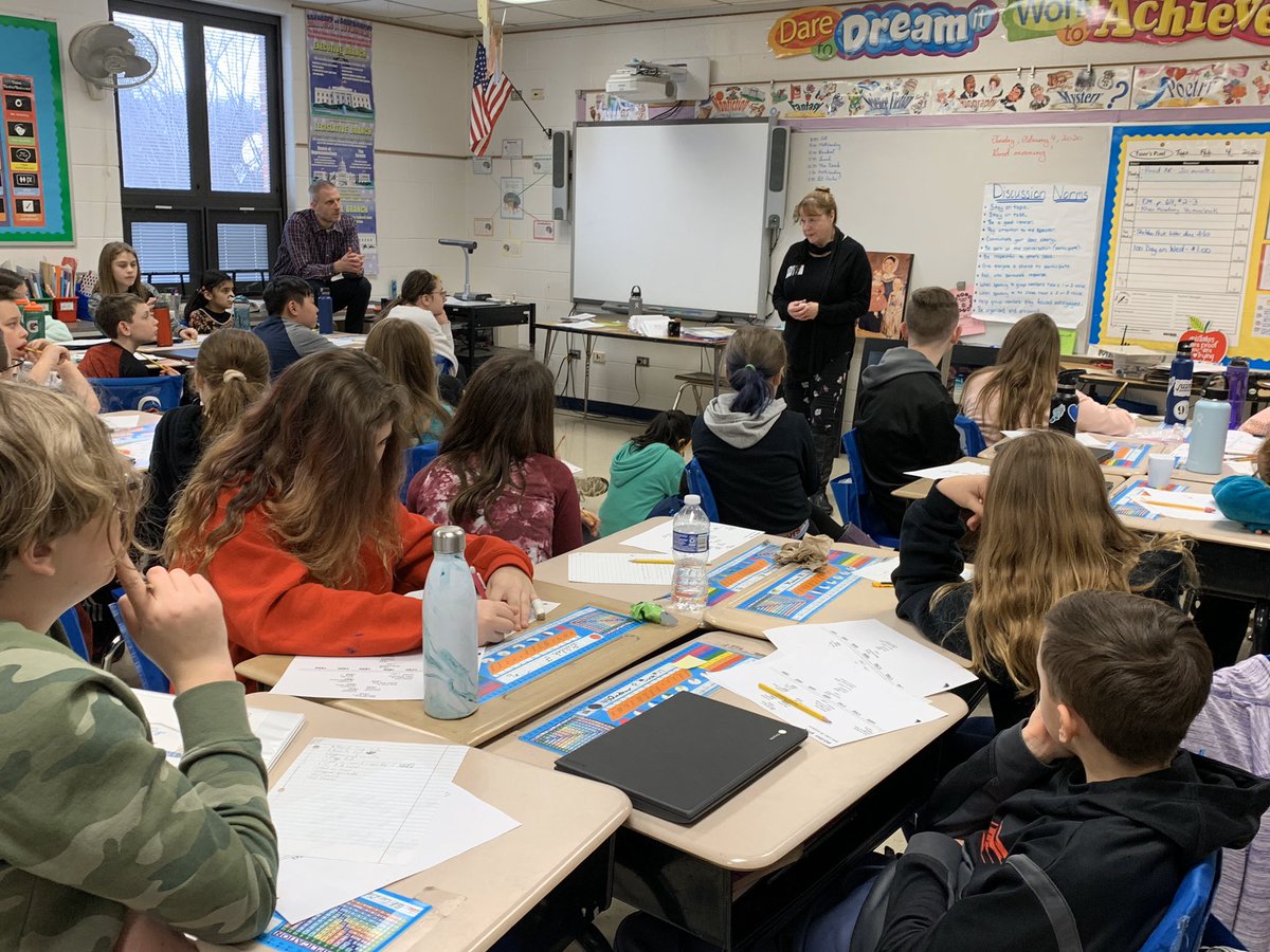 mrgarazin's tweet photo. Had a special treat today as my amazing former teaching partner, Marcy Novak, came in to talk to our 5th graders about Sheldon Peck, famous painter and one of Lombard’s  (Babcock’s Grove’s) earliest settlers.  Thank you Marcy! #WeAre44 https://t.co/SeWVYW2Fu5