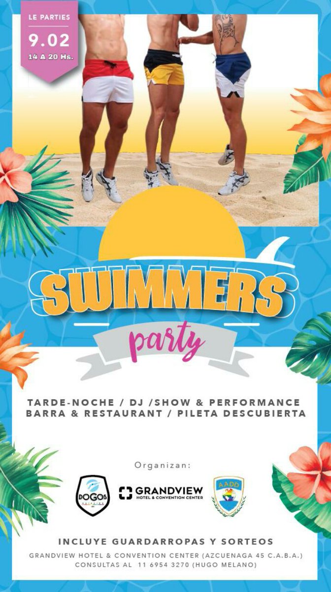 loskylp's tweet photo. Prepárate para vivir la 1er Edicion de la SWIMMERS PARTY que se realizará en el @GrandView Hotel.
#dogosnatacion #natacion #poolparty #lgtbargentina #swimming #domingodefiesta #sorteofiesta #poolparty2020 #gay #pride2020 #gayswimmer #gayfitman #gayswimming #pride #lgbt https://t.co/hl9eqlTKsd
