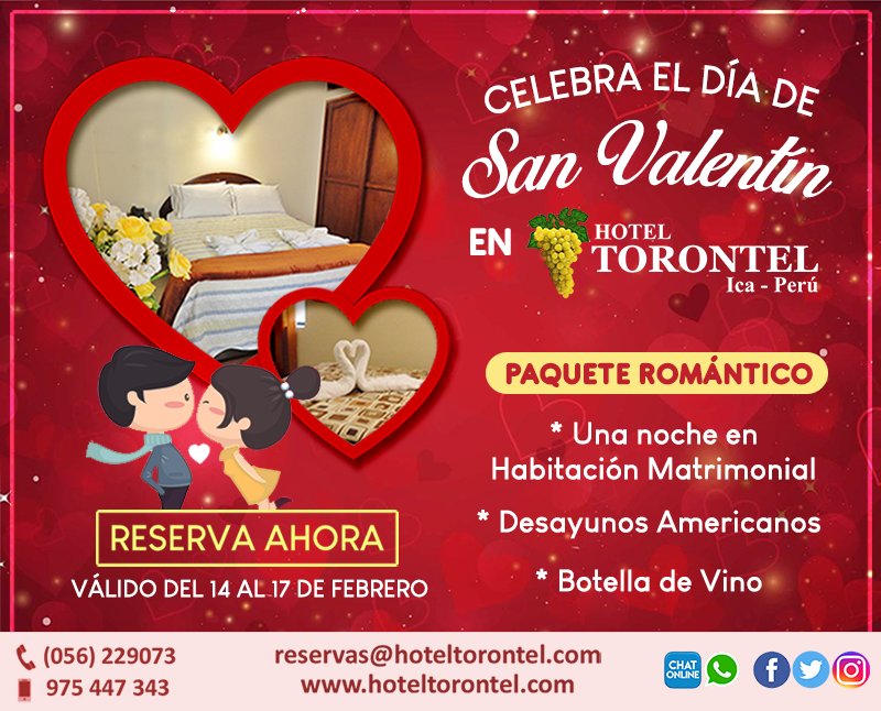 HotelTorontel's tweet photo. Celebra #SanValentín en el #HotelTorontel 💘

Descubre nuestro Paquete Romántico haciendo click en el enlace: https://t.co/8P0unD3BPs

INFORMES Y RESERVAS:
 📩reservas@hoteltorontel.com
📲 975 447 343
☎️(056) 229073 https://t.co/F8giZKK9qj