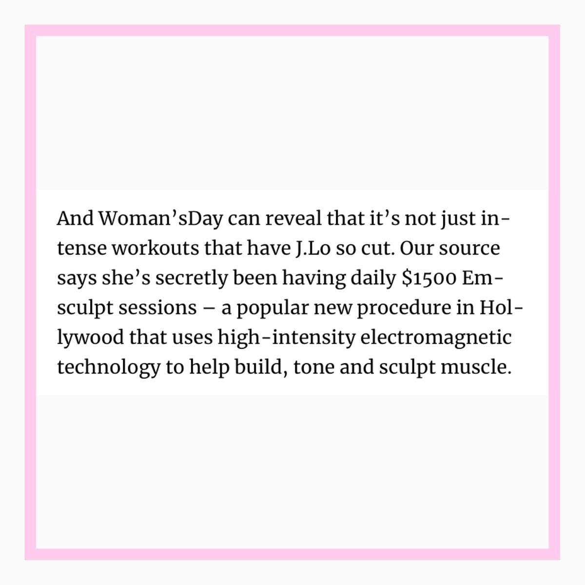 TruthBeautySpa's tweet photo. According to @womansdaymag, we’re not the only ones raving about #EmSculpt 😍🏋️‍♂️ Swipe ← left to see what they had to say about our #SuperBowl2020 Queen’s use of EmSculpt—and then, book a session of your own via the link in bio 💪🏼 | #TruthAndBeauty #Jlo #Medspa #LongIsland https://t.co/JUNuGrzYAv
