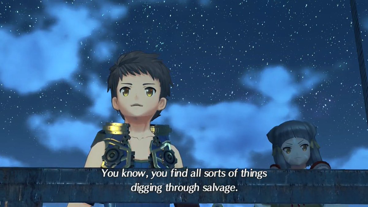 I love the one on one conversations in this game and how they go into the characters, like Rex's conversation with Nia in chapter 1 . Even though he's generally goofy and somewhat immature you can see he's a lot more insightful than you'd expect  #Xenoblade2