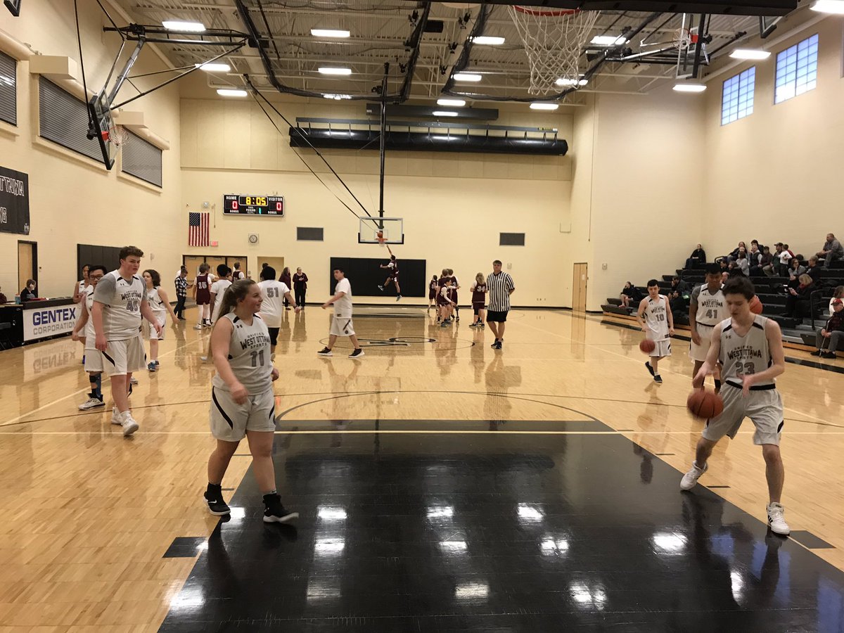 Tonight we started back our Unified basketball with a game against Holland Christian. Such a fun night of teamwork, encouragement and smiles. Good 24-21 win Panthers. United together! #gowo 🏀❤️