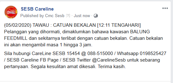 Sabah Electricity Careline tweet media
