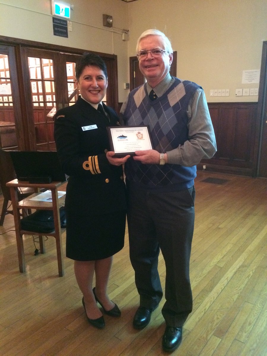 LeanneCrowe1's tweet photo. A great crowd to listen to a fantastic brief by LCdr Vicki Marier #JCSP46 on her experience as the final CO of #HMCSPreserver and the paying off process @CAF_College for the @navalassn Toronto https://t.co/xxB8vDzLOR