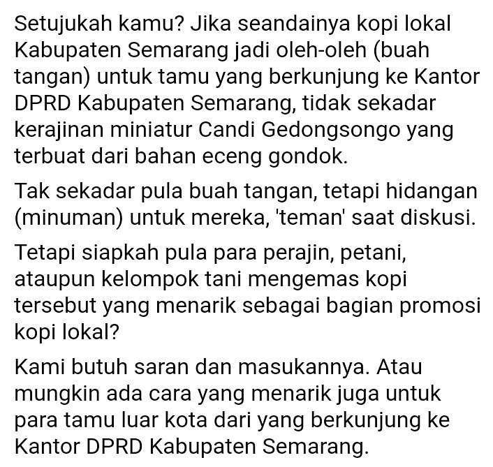 DPRDKabSemarang's tweet photo. Bagaimana pendapatmu?

#dprdkabsemarang
#bumiserasi https://t.co/JvsRHRuB4I