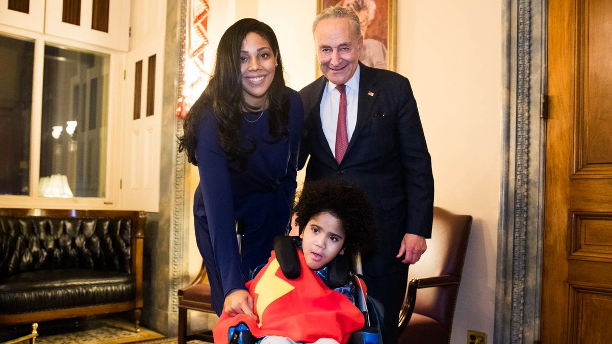 Senator Schumer's State of the Union guest Jonathan with his mom, Leslie.