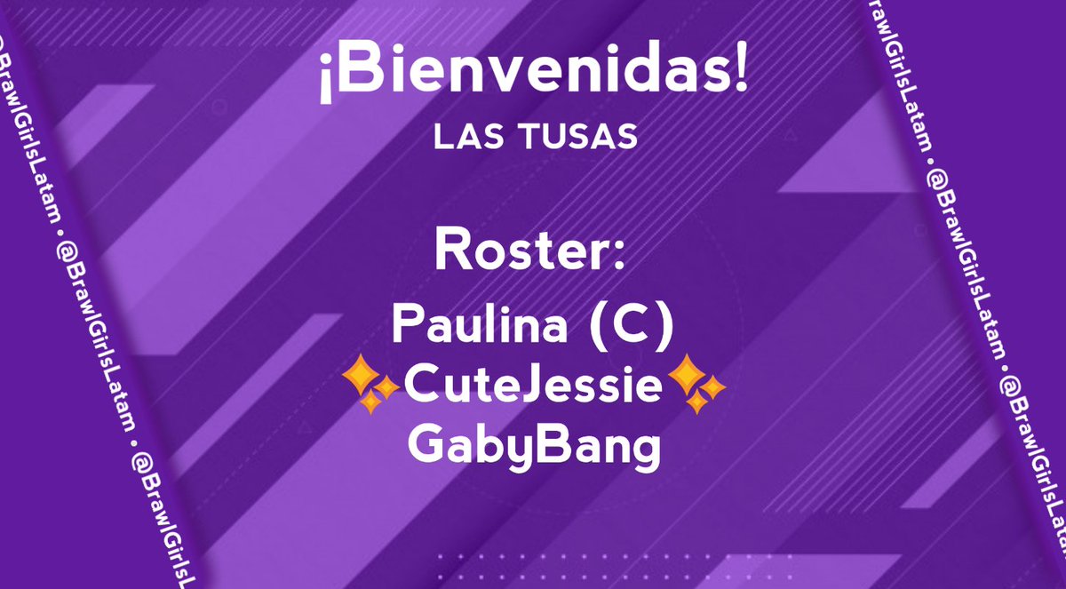 #PRESENTACIONES #EQUIPOS #BGL

⚔Le damos la bienvenida al #BrawlGirlsLATAM a:

LAS TUSAS💃

Integrado por: 

🔸Paulina (Capitana)
🔸✨CuteJessie✨
🔸GabyBang 

🤩Mucha suerte! Y a darlo todo en el campo de juego!🤩