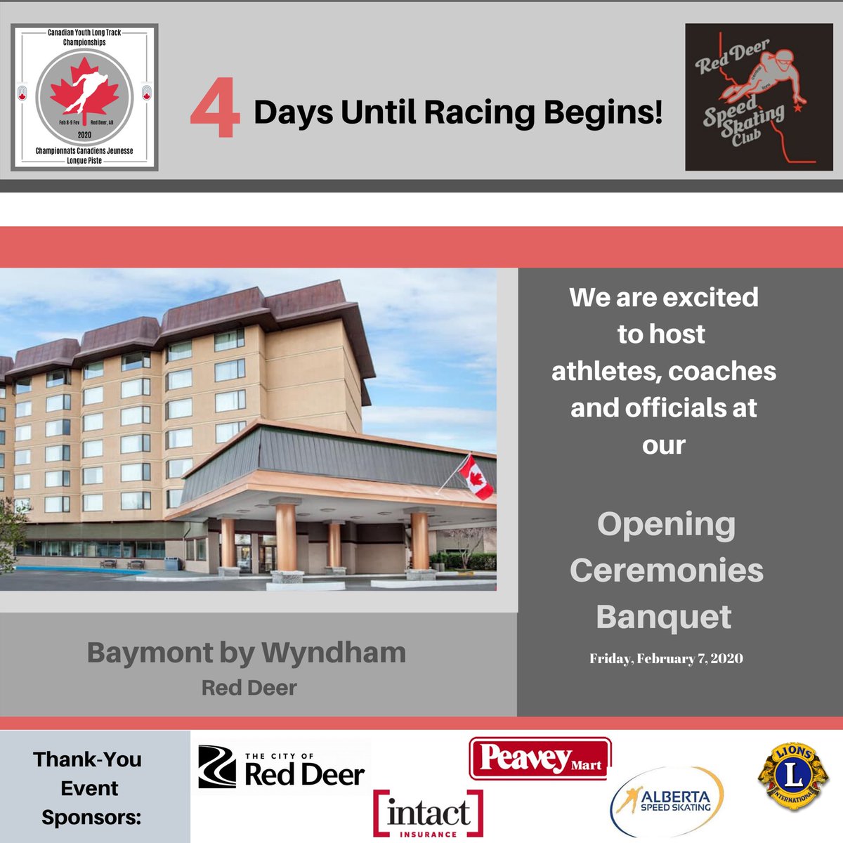 RD Speed Skating (@rdspeedskating) on Twitter photo We are committed to providing an exciting and motivating experience to all athletes competing at the Canadian Youth Long Track Championships! We can’t wait to see the athletes, coaches and officials at our Opening Ceremonies Banquet! <a href="/SSC_PVC/">Speed Skating Canada | Patinage de Vitesse Canada</a> @AB_SpeedSkating @CityofRedDeer We are committed to providing an exciting and motivating experience to all athletes competing at the Canadian Youth Long Track Championships! We can’t wait to see the athletes, coaches and officials at our Opening Ceremonies Banquet! <a href="/SSC_PVC/">Speed Skating Canada | Patinage de Vitesse Canada</a> @AB_SpeedSkating @CityofRedDeer