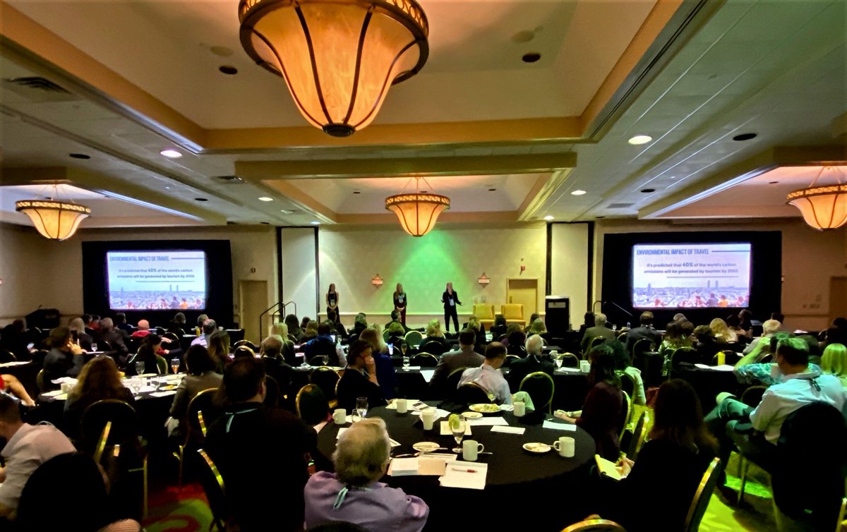 TraveLearning's tweet photo. We are so proud of the innovative action being taken on by our members! Here, Duke University Masters Students present their project: "Spearheading Sustainability: Harnessing the Power of the ETC Community"
#ETC2020Conference https://t.co/KoXYhyRms2