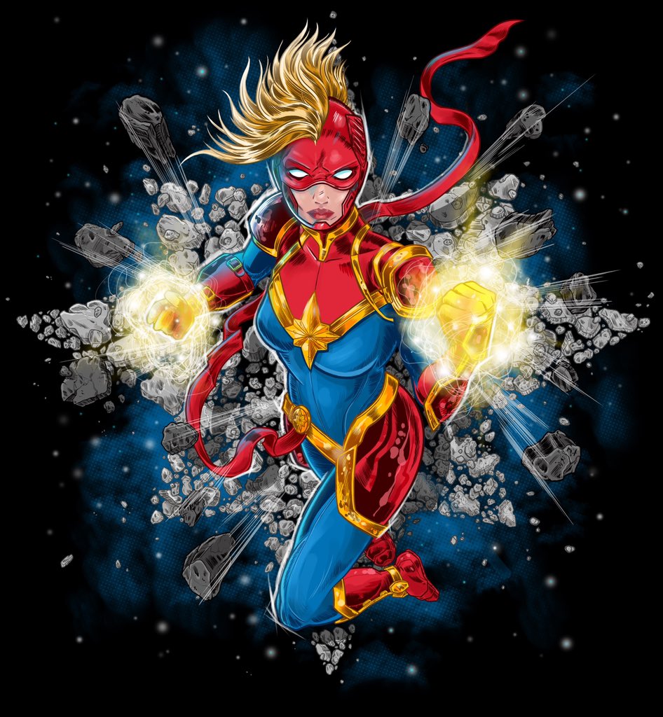 Not sure if this shirt I drew of captain marvel for <a href="/Marvel/">Marvel Entertainment</a> comics ever got released....but I really dig the way it came out. Thanks Dave!!! #marvel #marvelcomics #CaptainMarvel