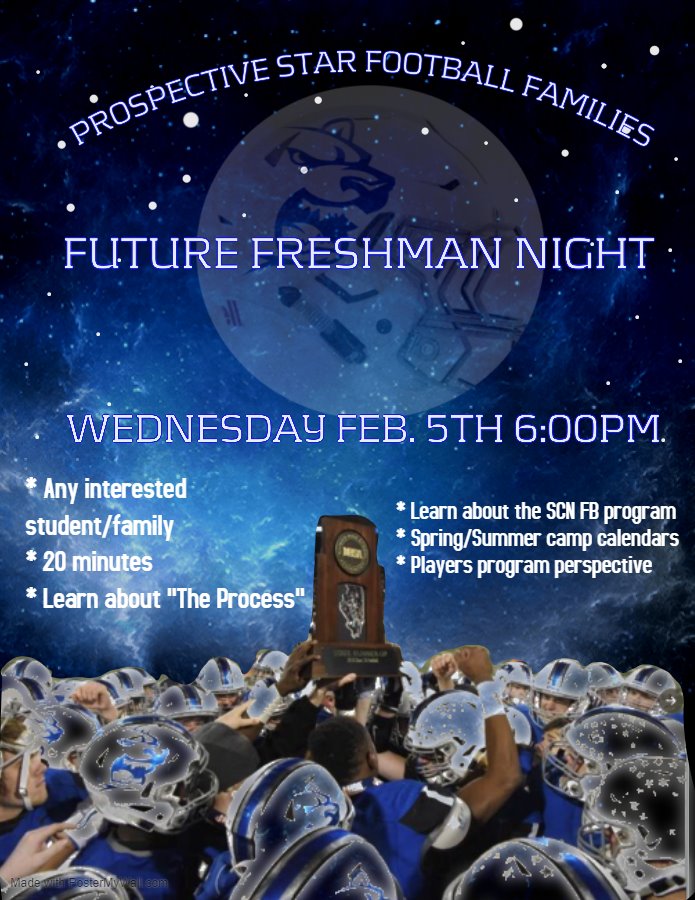 Robert Pomazak (@robertpomazak) on Twitter photo Freshman Athletics Night Feb 5th 6pm Cannot wait to continue r youth outreach program tomorrow. Calling all Stars 2024 come be apart of the @scnfbplayers experience. Hear from freshman coaches, players and Head Coach Pomazak. <a href="/WredlingD303/">Wredling Middle School</a> <a href="/ThompsonD303/">Thompson Middle School</a> <a href="/StCharlesD303/">School District 303</a> Freshman Athletics Night Feb 5th 6pm Cannot wait to continue r youth outreach program tomorrow. Calling all Stars 2024 come be apart of the @scnfbplayers experience. Hear from freshman coaches, players and Head Coach Pomazak. <a href="/WredlingD303/">Wredling Middle School</a> <a href="/ThompsonD303/">Thompson Middle School</a> <a href="/StCharlesD303/">School District 303</a>