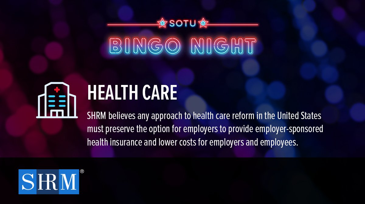ChatraneBirbal's tweet photo. Employer-sponsored coverage has been backbone of our nation’s health system for nearly eight decades. Employers contribute vast resources to employees &amp; their families through ESI. @SHRM advocates to strengthen &amp; support this important benefit. #SHRMBingo #SOTU #SHRMAteam https://t.co/yJ81mnHm0d