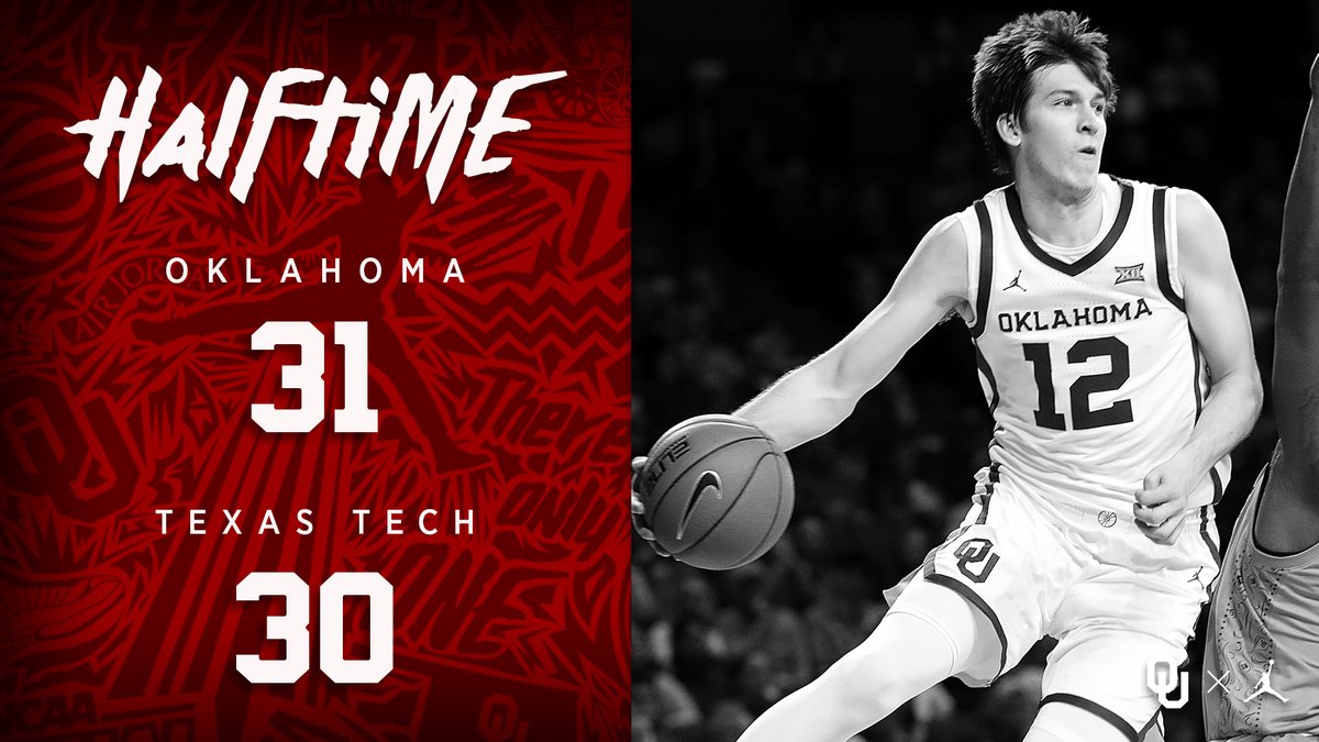 OU_MBBall's tweet image. A battle all half. 

#Sooners lead by one at the break.