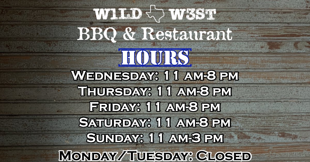 WildWestEmory's tweet image. Our hours! Thank you for your patience! We open for the week tomorrow, Wednesday, February 5, at 11 am! We will see y’all soon! 🤠