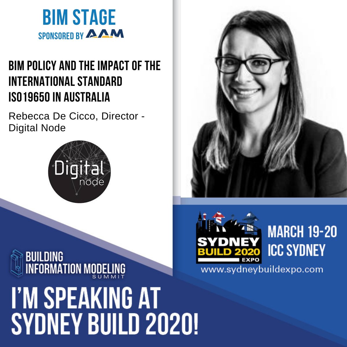 RT SydneyBuildExpo: RT Digital_Node: This year in March SydneyBuildExpo we are excited to have Director Rebecca De Cicco becdecicco speaking on the #BIM Stage with her presentation on BIM Policy and the impact of the International Standard #ISO19650 in A…