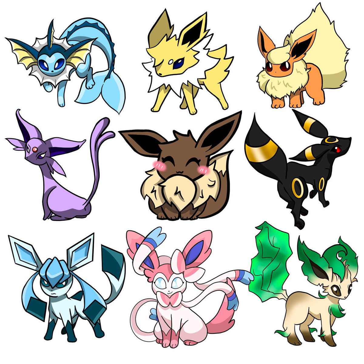 MorganRosiee's tweet photo. I decided to make Eeveelution Stickers. Look how cute that sylveon is. Buy one. 🎀 https://t.co/86bJZH00Uc https://t.co/3XvFRI1xsc