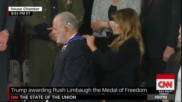 Pres. Trump awarded Rush Limbaugh with the Medal of Freedom during the ...