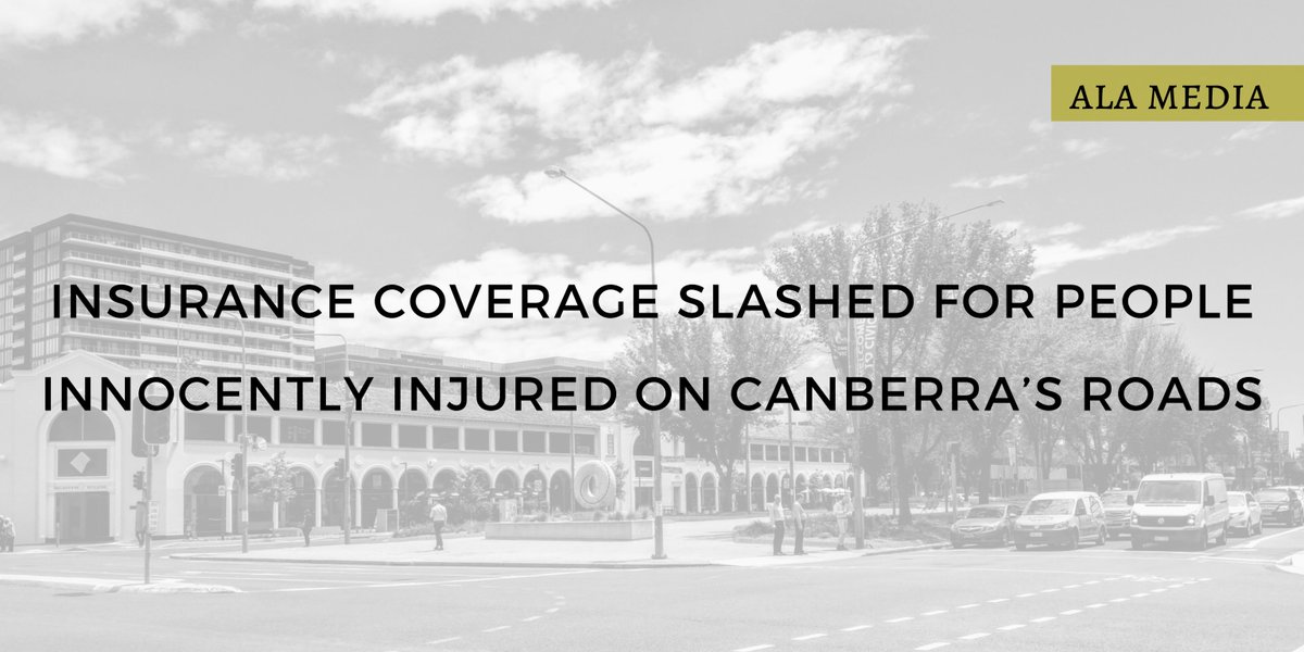 AustLawAlliance's tweet photo. The new ACT Motor Accident Injuries Act 2019 came into force on the weekend and now people injured on Canberra’s roads are likely to face a ‘David and Goliath’ battle to receive adequate compensation @actctp  
Read our media release here: https://t.co/igiJR9DON4 https://t.co/dz5qd87Y7f