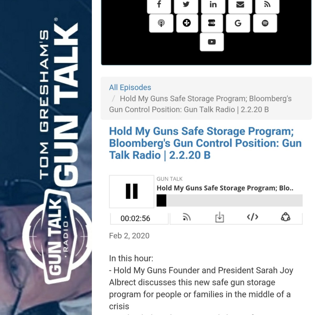 HoldMyGunsOrg's tweet photo. #HoldMyGuns on #TomGresham 's @Guntalk! Listen here:  https://t.co/PW1VDNMNmi  #SuicidePrevention https://t.co/JuTCexooct