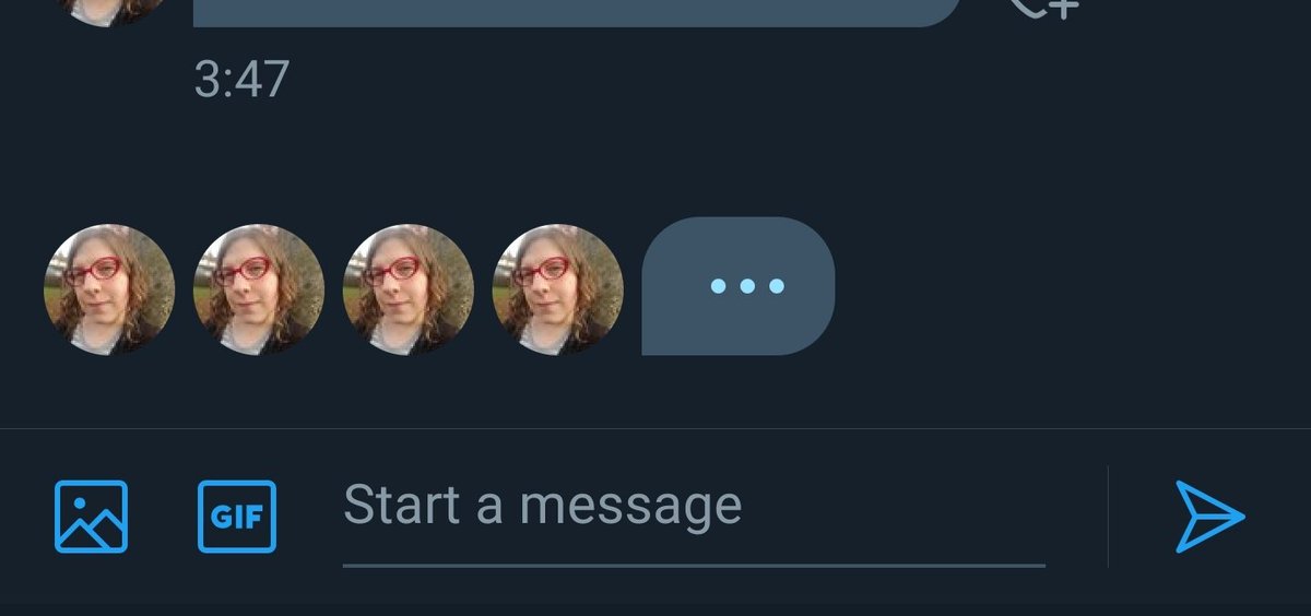 screenshot of the "someone is typing" display, but with four identical copies of our pfp