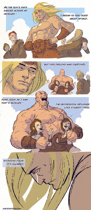 before Steve Lichman, there was Insecure Warrior, I did this in 2013 for fun and it kinda kicked me into making comics

after this, Dan and I would throw around ideas and we eventually just landed on Steve 