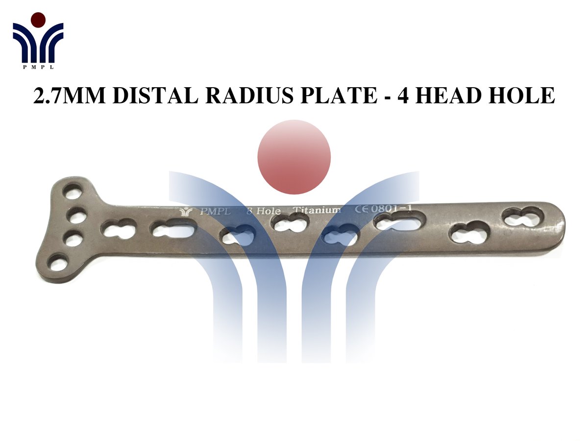 PMPL_panchal's tweet photo. PANCHAL MEDITECH PVT. LTD.

LCP Distal Radius Plate 2.4mm Extra Long Head 04 Hole

It is used in treatment of complex intra and extra articular fractures and osteotomies of the distal radius and other small bones
- Available in size of 08, 10 &amp; 12 Holes
- Available in S.S , T.T https://t.co/0ULZ5yxcpI