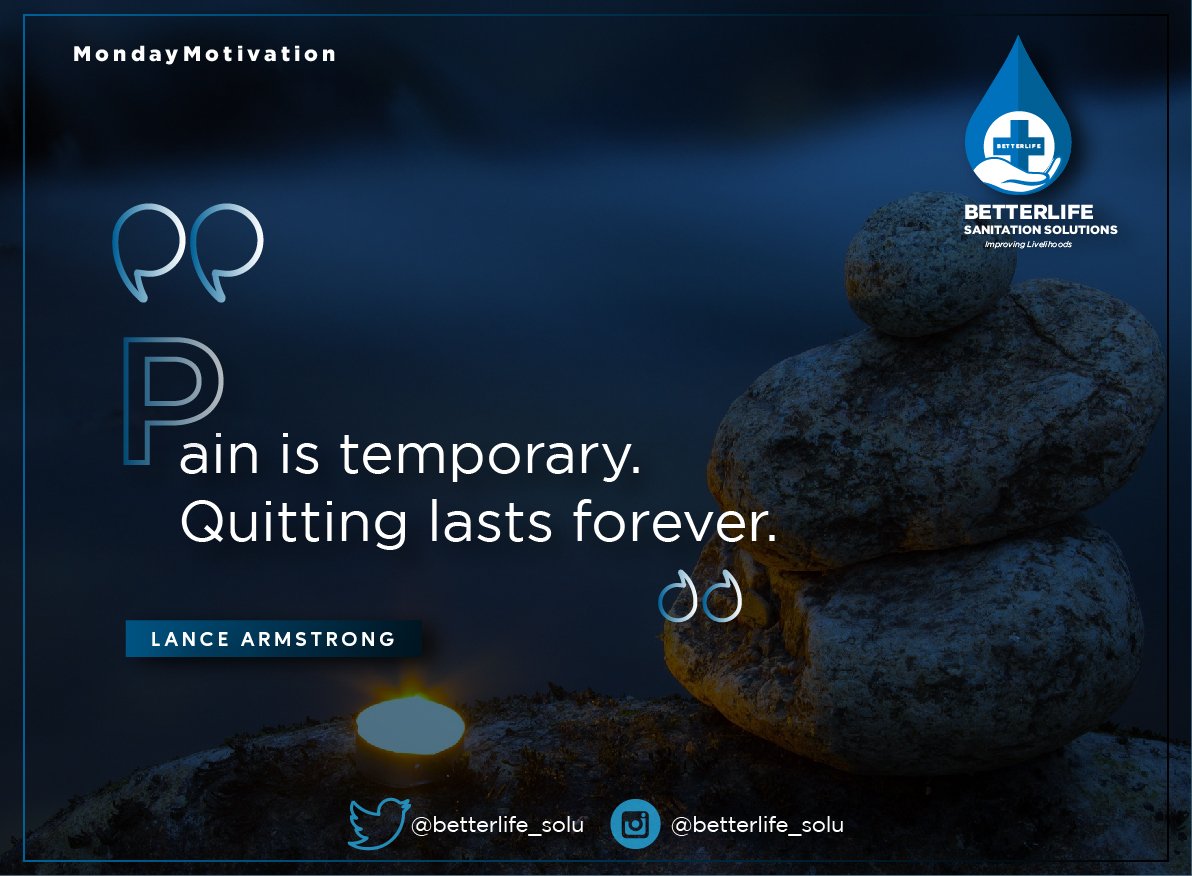 betterlife_solu's tweet photo. Need some #MondayMotivation?
Fight through the pain, fight through the hurt.
Winning is also forever.
#ACleanNigeria
#sdg6
#endshotput https://t.co/S19rj3GMvr