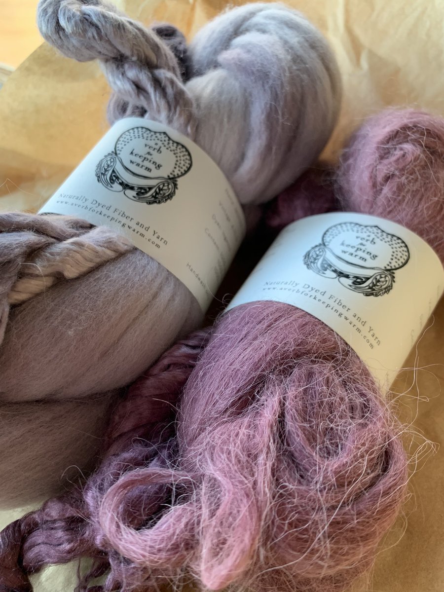 Two braids of fibers in purple color