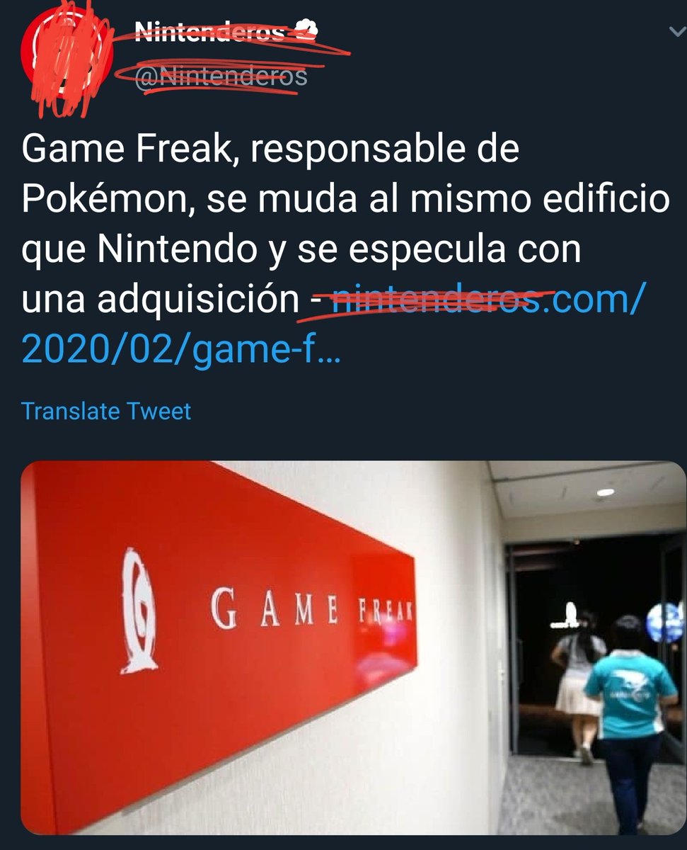 Algunos sitios web de mala calidad han aprovechado la noticia de que Game Freak se mudaría de oficinas al mismo lugar que Nintendo Tokyo para hacer amarillismo sobre una adquisición.

No, esto no ha pasado ni pasará. GF recién dijeron que están orgullosos de ser independientes.