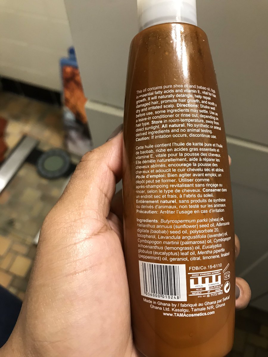 MissAlexisK's tweet photo. @GrownSloane But I honestly fell in love with the @TAMAproducts after working in Ghana. I brought home six bottles 😫. And this is my last one. This tweet made me realize they have a social media presence so I’m praying I can buy online. https://t.co/KstjZFVDh7