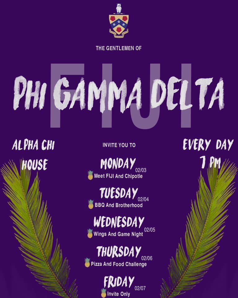 FIJITOLEDO's tweet photo. Spring Rush starts tomorrow ladies and gents.. Let’s get bois. https://t.co/PzIwj3erjk