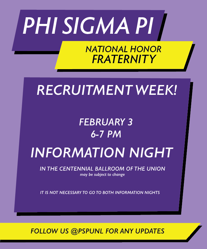 PSPUNL's tweet photo. Happy Recruitment Week! TOMORROW we will be holding our first Information Night from 6-7pm in the Union. 

If you want to learn more about our honors fraternity, please stop by! We're excited to get to meet you. 💜💛 https://t.co/IkoxbWe0Hs
