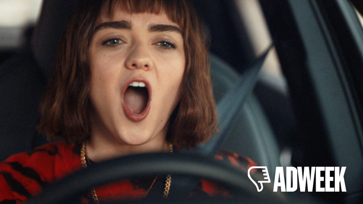 Adweek's tweet photo. Audi | Good casting in Maisie Williams, and Let it Go is a fun soundtrack choice. But the ad itself just ends up being a cluttered and chaotic mess not worthy of its star. https://t.co/48eQmL2YQ6