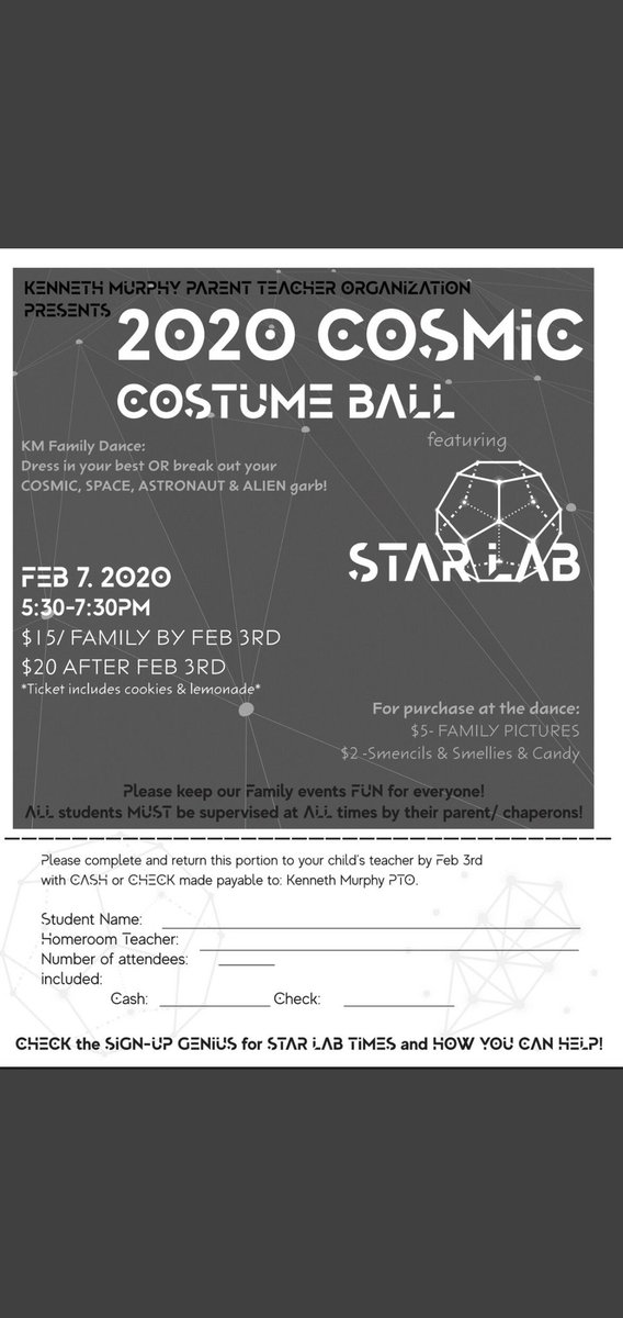 Tomorrow feb, 3rd is the last day to turn in the slip with payment  for $15 dollars per family! $20 at the door! Please come join us! Reserve your spot!