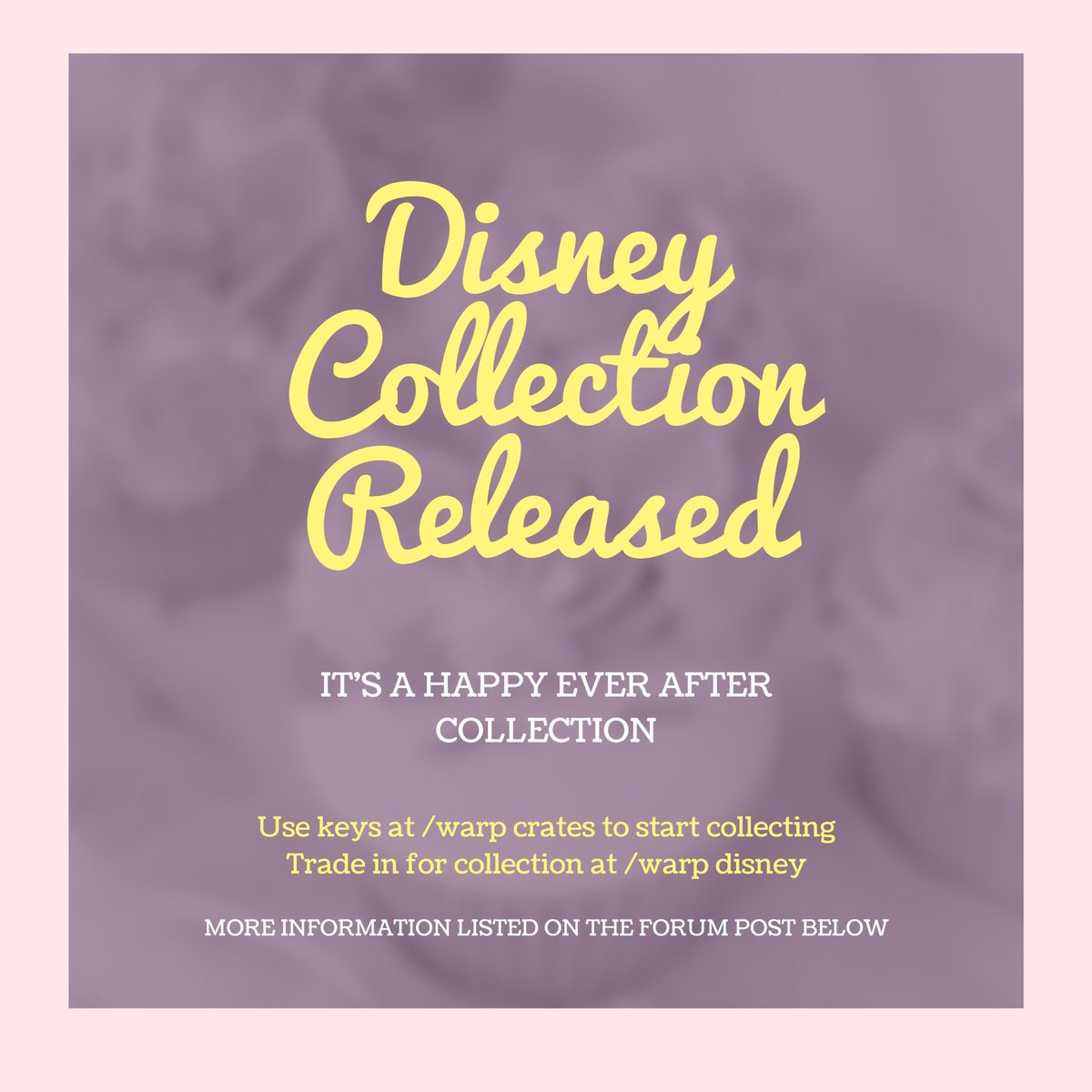 SwanCraftMC's tweet photo. ✨ DISNEY COLLECTION RELEASED ✨The long awaited Disney Collection is now available on Swancraft! Open your keys at /warp crates and redeem items at /warp disney. More information in the following forum post; https://t.co/JuTIkSLZKt https://t.co/kI2tzajkxz