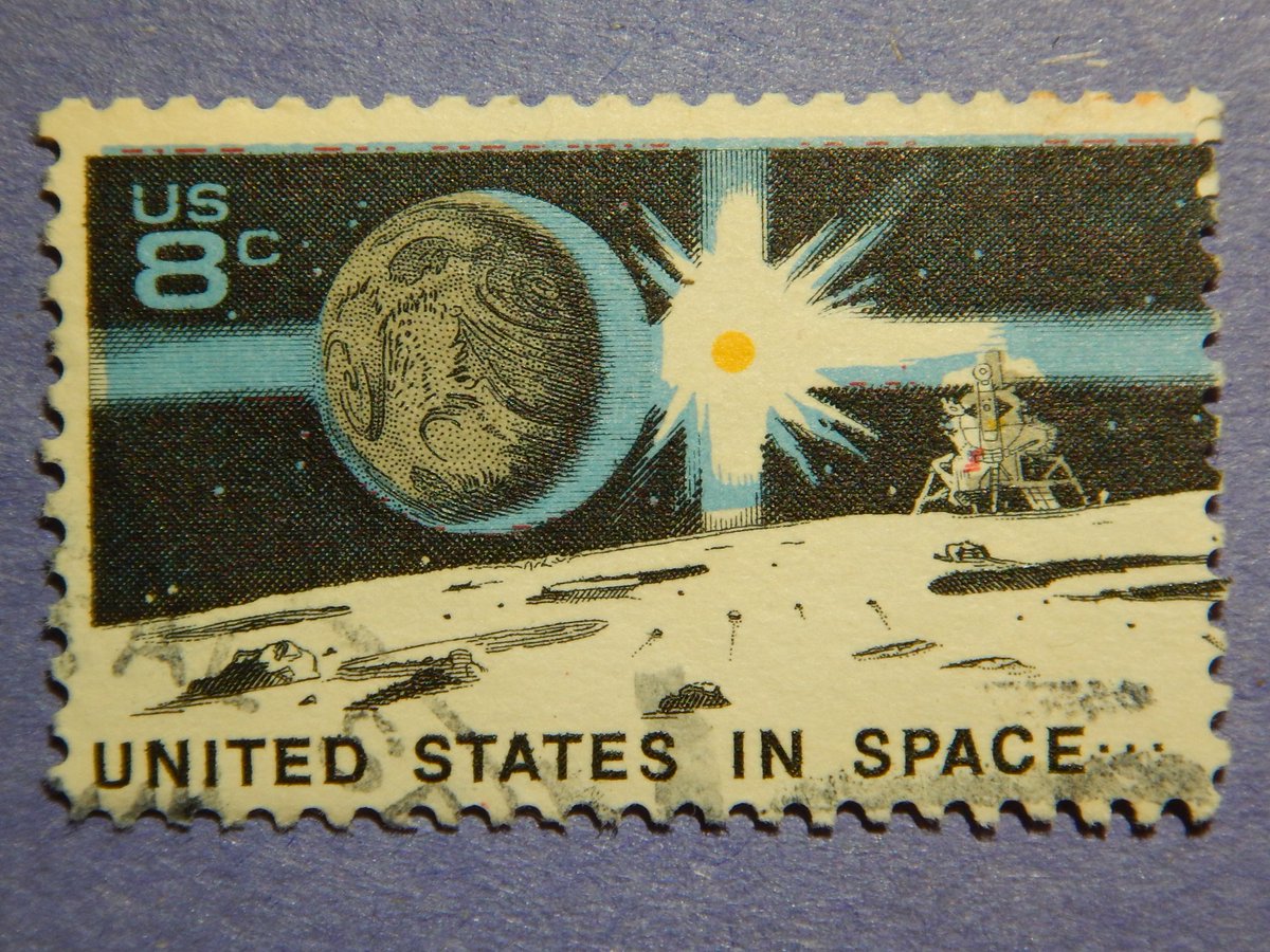 WorldofSmall's tweet photo. 1971, 8 Cent US Postage Stamp, United States in Space https://t.co/yxBYHzD6A4