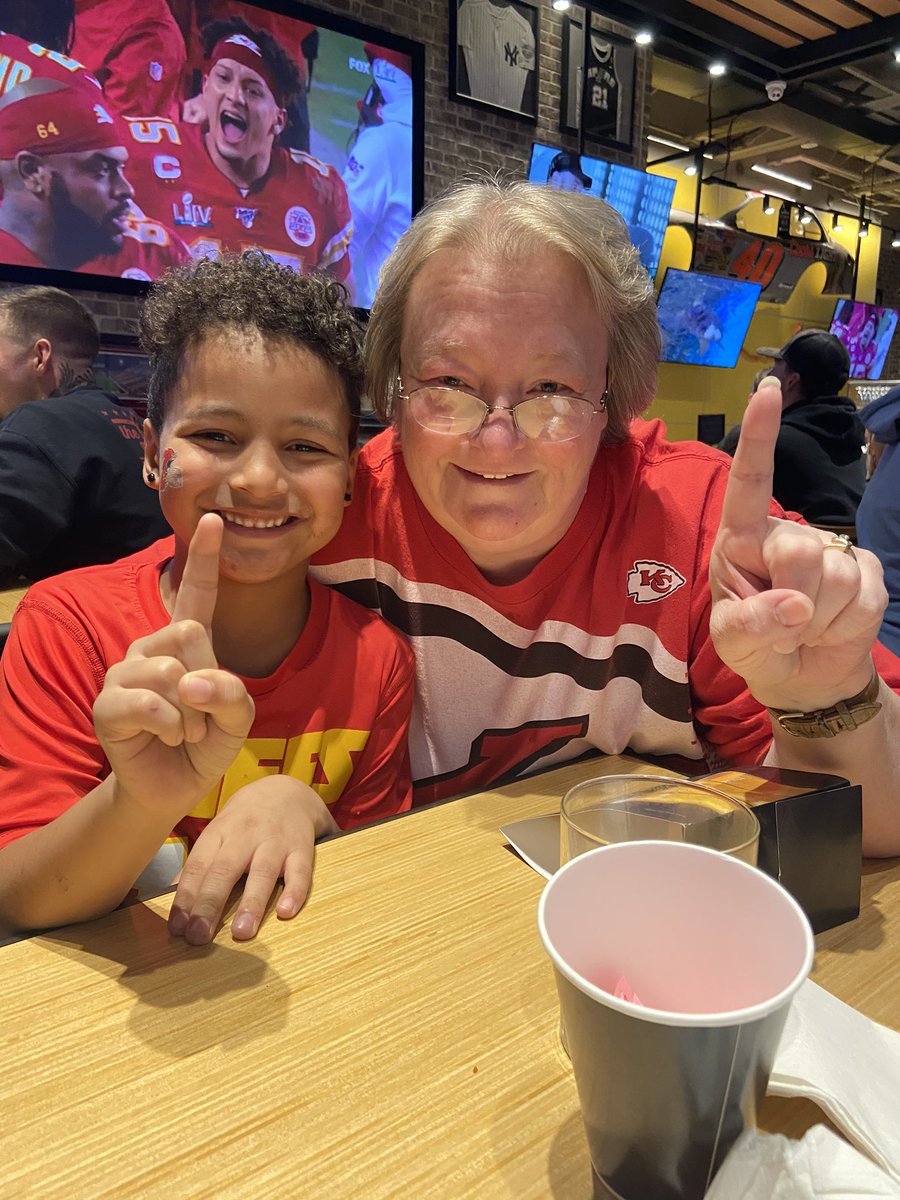 My mom’s been waiting on this for 30 years, and my son has been loyal to the Chiefs since he was born. ❤️💛🏆
