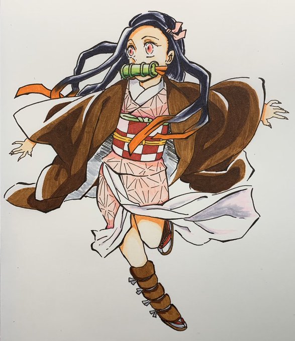 みけさんがTwitterに投稿した竈門禰豆子(鬼滅の刃)のイラスト。