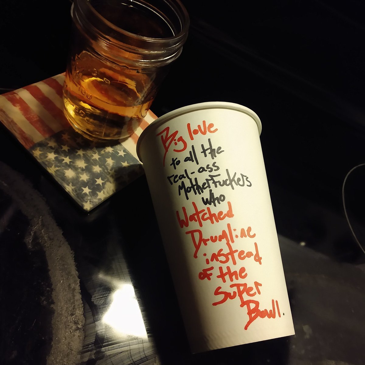 art_cups's tweet photo. One band. One sound. No racism or malicious corporate negligence required. #artcups #superbowl #nfl #cte #takethatknee #drumline #oneband #onesound https://t.co/NB9LNj3UGW
