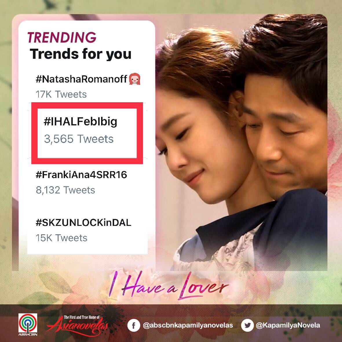 KapamilyaNovela's tweet photo. Trending tayo ngayong Kilig Monday! Maraming Salamat Mga Kapamilya! #IHALFebIbig https://t.co/HdIgAGT2P3