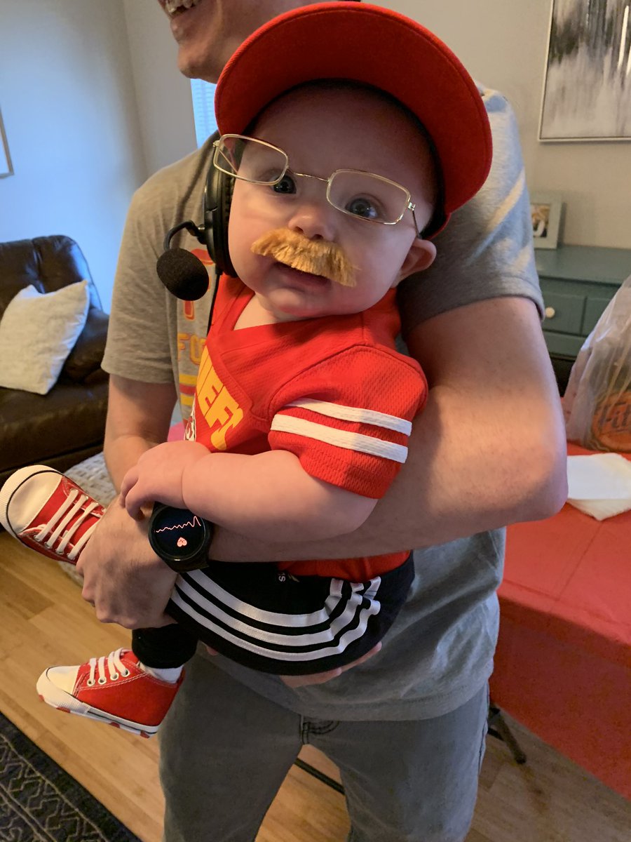 MitchCissell's tweet photo. CHIEEEEEEEFFS!!!! Cannot believe that @Chiefs are #SuperBowl Champions! Baby Reid was our good luck charm! https://t.co/WeYqsX4xZx