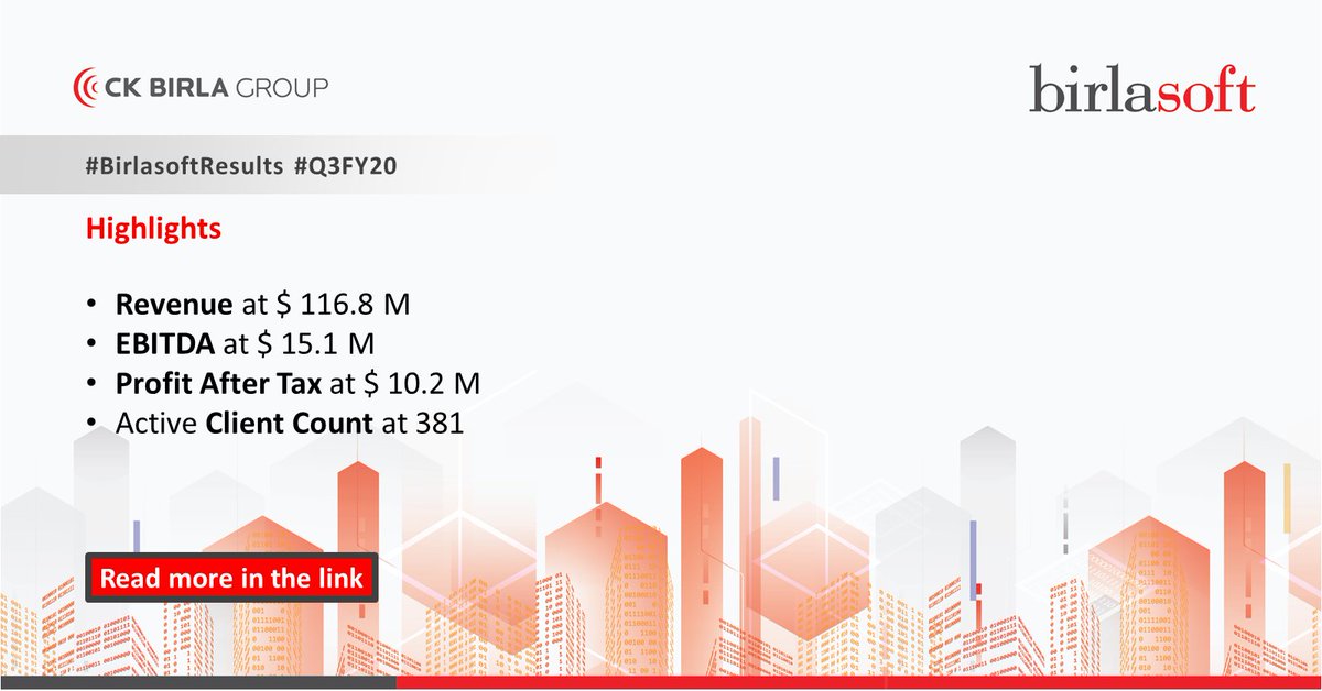 #BirlasoftResults #Q3FY20 || Highlights || Revenue, EBITDA, Profit After Tax, Client Count