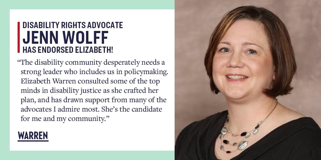 Jenn Wolff endorses Elizabeth Warren.