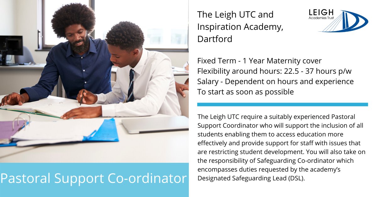lat_careers's tweet image. For more information and to apply: buff.ly/3b2NcCK

#Pastoralsupport #Coordinator #classsupport #Secondaryschool #Dartford