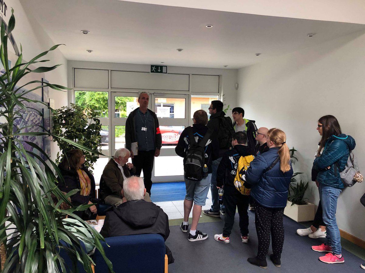 Reception at McGregor House where loads of people wait to start the walk