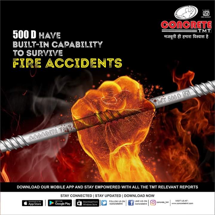 concretetmt's tweet photo. Concrete TMT 500D have built-in fire-resistant capacity to save you from fire accidents.
#ConcreteTMT #TMTBars #FireResistant #StrongTMTBars https://t.co/nGs2h8CGvK