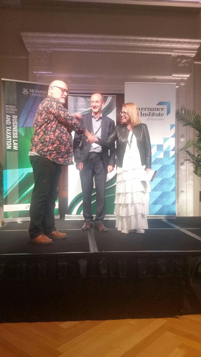 GovInstAus's tweet photo. Education GM @GovInstAus Mark Wilbourn awarding the Best Paper Award at Corporate Law Teachers Association Conference. The winner is Jonathan Barrett👏🏻 https://t.co/YuqwH6Ike5
