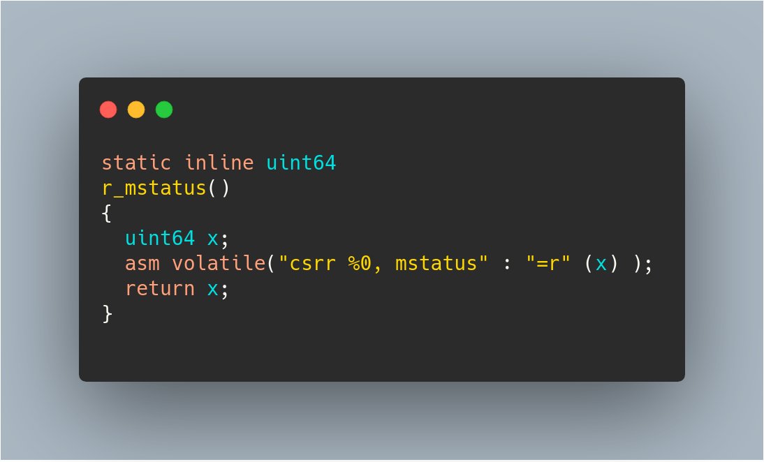 static inline uint64
r_mstatus()
{
  uint64 x;
  asm volatile("csrr %0, mstatus" : "=r" (x) );
  return x;
}
