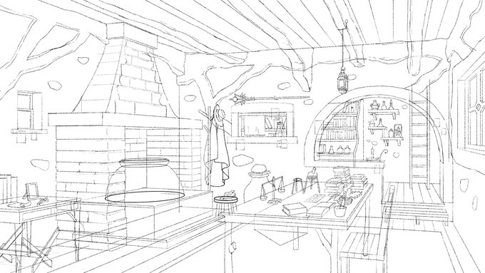 昨日投稿した絵の線画。 